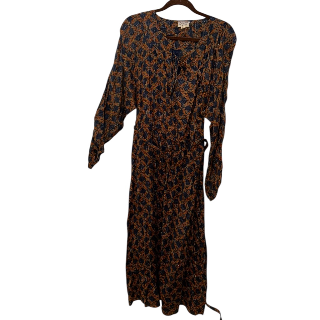 L&L Paris Blue Bronze Block Print Dress L New